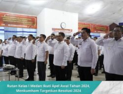 Rutan Kelas I Medan Ikuti Apel Awal Tahun 2024, Menkumham Targetkan Resolusi 2024