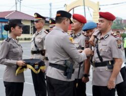 Kapolres Pelabuhan Belawan Pimpin Upacara Serah Terima Jabatan Kasat Narkoba dan Kasatlantas.