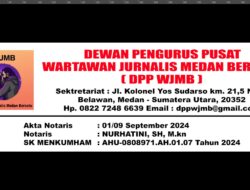 Kantor Baru dan Kepengurusan DPP Wartawan Jurnalis Medan Bersatu (DPP WJBM).