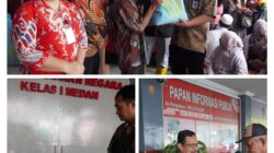 Ada 600 Paket Bansos Dibagikan Kepada Keluarga Warga Binaan Rutan Kelas I Medan.