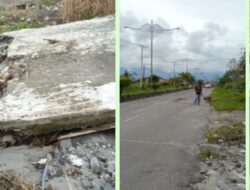 Batu Beserakan di Jalan Jalur Dua Jalan Pante Raya Bandara Rembele