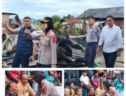 Kapolres Samosir Gelar Bakti Sosial untuk Korban Kebakaran 8 Unit Rumah di Desa Simarmata