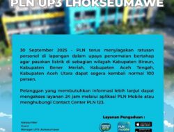 “PLN UP3 Lhokseumawe Percepat Pemulihan Pasokan Listrik di Wilayah Aceh”