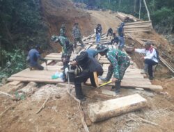 Pengerjaan Jembatan TMMD ke-126 Kodim 0106/Aceh Tengah Capai 40 Persen