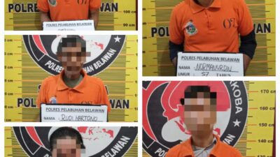 Polres Pelabuhan Belawan Amankan 5 Pengguna Narkoba Saat Penyisiran Lokasi Rawan Tawuran