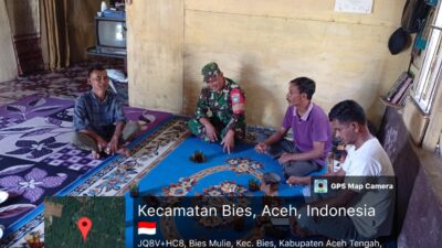 Wujud Kepedulian Babinsa, Laksanakan Komsos Bersama Masyarakat di Desa Bies Mulie