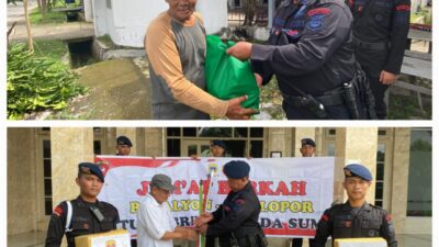 Langkah Berkah di Hari Jum’at! Brimob Polda Sumut Tebar Kebaikan Sambut HUT Ke-80 Korps Brimob Polri