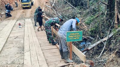 Akses Warga Terbuka, Pembangunan Jembatan TMMD Kodim 0106/Aceh Tengah Hampir Rampung