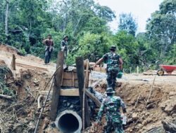 Satgas TMMD Reguler ke-126 Kodim 0106/Aceh Tengah Perkuat Gorong-Gorong di Desa Kute Keramil