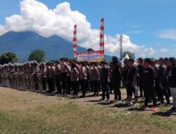 Sinergi Tiga Polres di Stadion Dua Sudara, Polres Bitung Pimpin Latihan Dalmas Rayonisasi