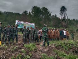 Sinergi TMMD ke-126: Ratusan Bibit Durian dan Alpukat Ditanam di Linung Bulen Dua