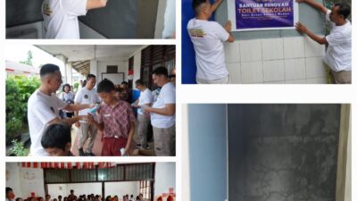 Imipas Peduli, Rutan Kelas I Medan Salurkan Bantuan Renovasi Toilet dan Susu untuk Siswa SD & SMP Taruna Karya