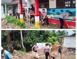 Hadir Untuk Masyarakat: Polda Sumut Bersihkan Sekolah dan Masjid Terdampak Longsor di Garoga