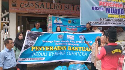 Aksi Wartawan Sijunjung Peduli Bencana Salurkan Bantuan ke Nagari Malalo Kabupaten Tanah Datar