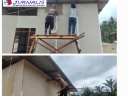 Brimob Polda Sumut Bersama Warga Percepat Pembangunan Hunian Sementara Korban Banjir di Tapsel