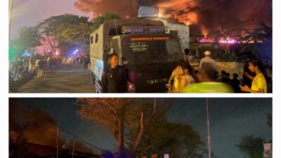 Sigap dan Tanggap, Mobil Armoured Water Cannon (AWC) Brimob Polda Sumut Dikerahkan Padamkan Kebakaran Hebat di PT Garuda Mas Perkasa