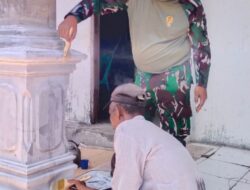 Koramil 04/Bintang Bersama Masyarakat Laksanakan Pengecatan Meunasah Al-Mukmin