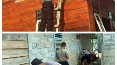 Brimob Sumut Hadir Sampai Tuntas, Huntara Dicat dan Saluran Air Warga Dibenahi