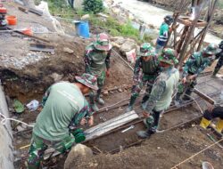 Progres Pembangunan Jembatan Gantung Burni Bius Capai 50,6 Persen, TNI dan Warga Gotong Royong