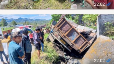 Truk Mitsubishi Fuso Diduga Rem Blong, Tabrak Sejumlah Kendaraan di Bener Meriah