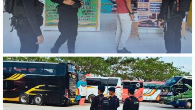 Brimob Polda Sumut Lakukan Pemantauan Keamanan di Terminal Amplas
