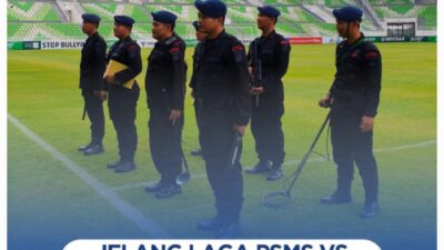 Jelang Laga PSMS vs PSPS, Tim Gegana Brimob Sterilisasi Stadion Utama Sumatera Utara