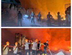 Kobaran Api di Gunung Sitoli Berhasil Dijinakkan! Sinergi Personel Brimob Polda Sumut Bersama Tim Gabungan Selamatkan Kawasan Pertokoan