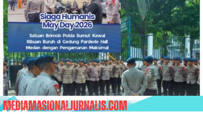 Siaga Humanis May Day 2026, Satuan Brimob Polda Sumut Kawal Ribuan Buruh di Gedung Pardede Hall Medan dengan Pengamanan Maksimal