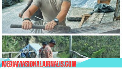 Perkuat Infrastruktur Desa, Brimob Sumut Lakukan Perbaikan Jembatan Gotting