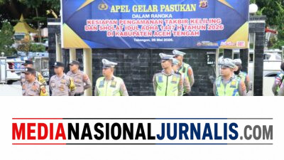 Kapolres Aceh Tengah Pimpin Apel Gelar Pasukan Kesiapan Pengamanan Malam Takbiran dan Sholat Idul Adha 1447 H