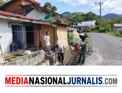 Babinsa Koramil 01/Lut Tawar Laksanakan Karya Bakti Bersama Warga di Desa Bukit