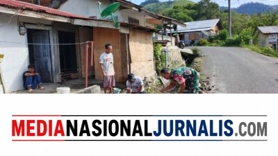 Babinsa Koramil 01/Lut Tawar Laksanakan Karya Bakti Bersama Warga di Desa Bukit