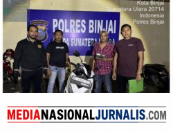 Team Khusus Anti Begal 1.1 Polres Binjai berhasil amankan Sepeda Motor hasil Curian di Kabupaten Langsa Prop.NAD yang melintas di wilayah Kota Binjai