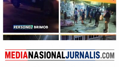 Patroli Dini Hari Brimob Sumut Perkuat Keamanan Kota Medan, Sambangi Pos Kamling dan Pelaku UMKM
