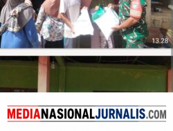 Babinsa Koramil 01/Lut Tawar Dampingi Penyaluran Bantuan Pangan Bulog di Desa Toweren Uken