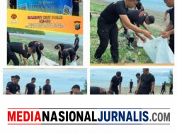 Sambut HUT Polri ke-80, Personel Kompi 4 Batalyon C Gelar Gerakan Indonesia Asri di Pantai Laharuga