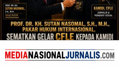 Prof. Dr. KH. Sutan Nasomal Sematkan Gelar CFLE kepada Kamidi, Apresiasi Dedikasi di Dunia Jurnalistik dan Sosial