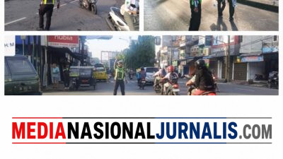 Bantu Penyeberangan Siswa Sekolah dan Urai Kemacetan, Polres Langkat Gelar Strong Point Pagi