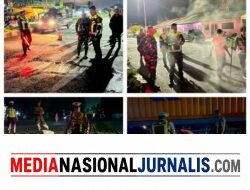 Polres Pelabuhan Belawan Bersinergi dengan Kodaeral I Belawan Perbaiki Perlintasan Rel KA Kampung Salam