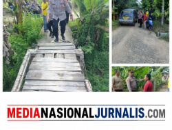 Dengar Keluhan Warga, Kapolsek Hinai Tinjau Jembatan Rusak di Batu Melenggang