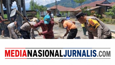 Polsek Pegasing Bersama Warga Gotong Royong Bangun dan Bersihkan Masjid di Kampung Suka Damai