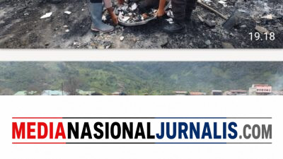 Polsek Jagong Jeget Bersama Warga Gotong Royong Bersihkan Sisa Kebakaran Pasar