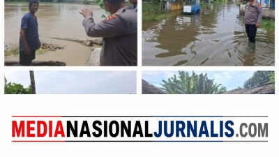 Debit Air Naik hingga 50 Sentimeter, Polsek Tanjung Pura Gerak Cepat Pantau Warga Terdampak Banjir