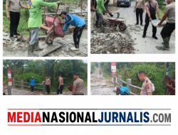 Kapolsek Hamparan Perak Monitoring Pengerjaan Jembatan Merah Putih Presisi Di Klambir V Kebun, Percepat Akses Warga