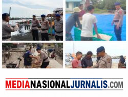 Patroli Sambang Nelayan, Satpolairud Polres Langkat Sampaikan Imbauan Waspada Cuaca Ekstrem