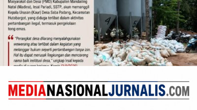 Kepala Urusan (Kaur) Desa Saba Padang, Kecamatan Hutabargot, diduga terlibat dalam aktivitas pertambangan ilegal.