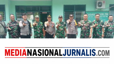 Polsek Talang Padang Bersinergi Mengucapkan Selamat Ulang Tahun TNI Yg Ke 81. THN. Di Kantor Koramil Tebing Tinggi Kabupaten Empat Lawang.