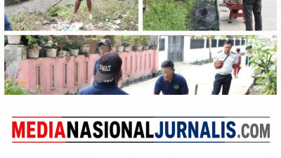 Peduli Lingkungan, WBP Rutan Labuhan Deli Gotong Royong Bersihkan Lingkungan Area Sekitar Rutan.