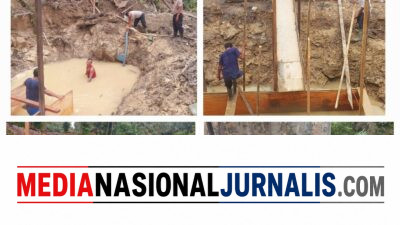 Pastikan Pembangunan Berjalan, Polsek Salapian Monitoring Jembatan Merah Putih