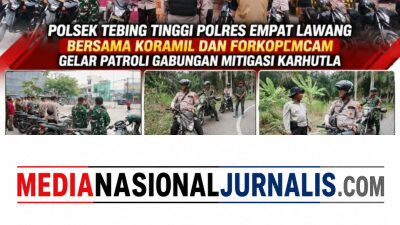 Polsek Tebing Tinggi Polres Empat Lawang Bersama Koramil dan Forkopimcam Gelar Patroli Gabungan Mitigasi Karhutla